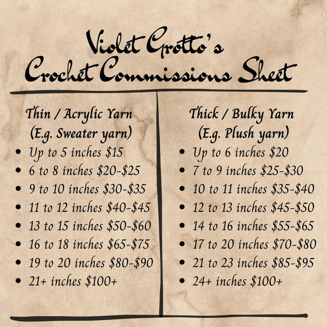 Crochet Commissions Sheet